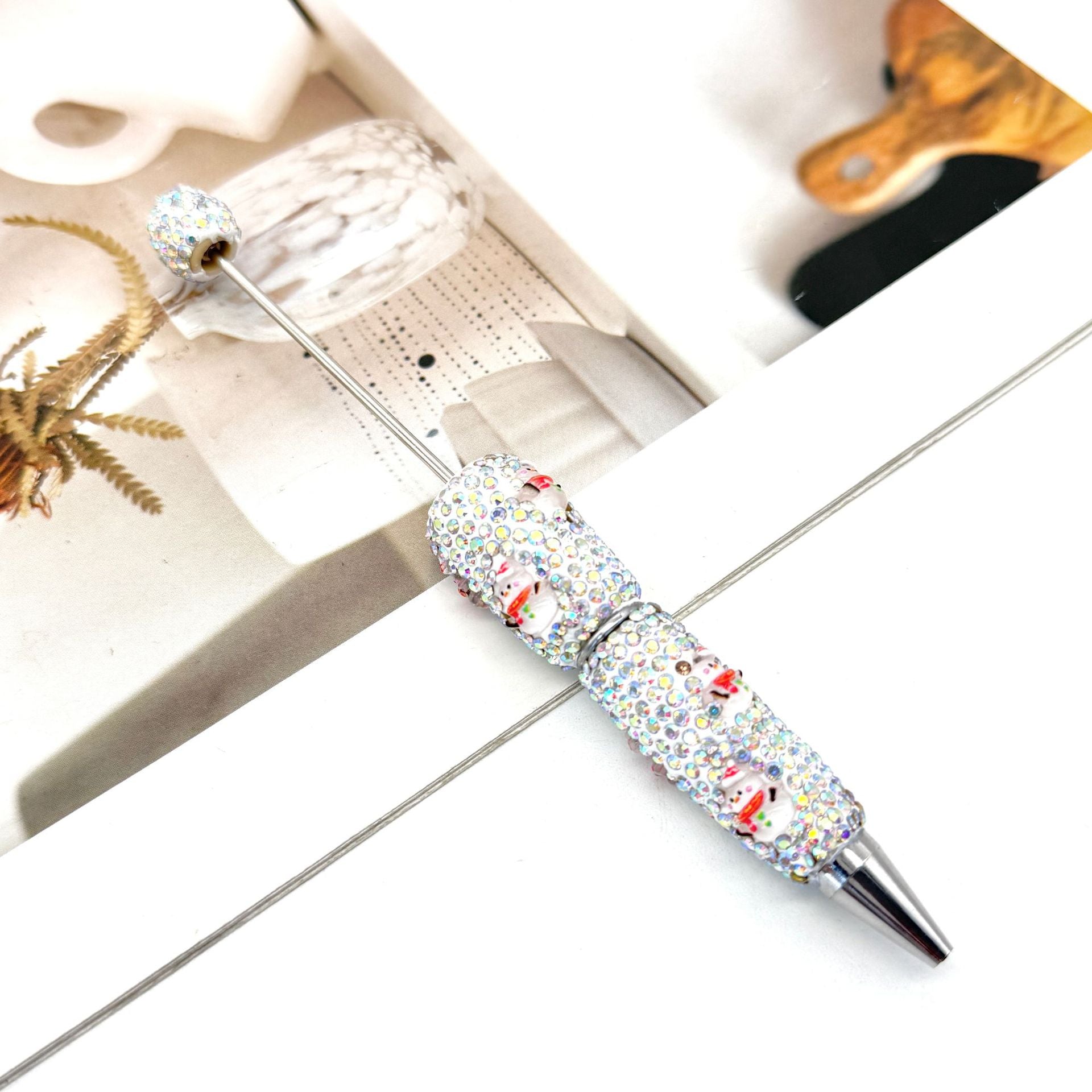 Wholesale Christmas Full Diamond Pen DIY Beadable Pen Elk Snowman